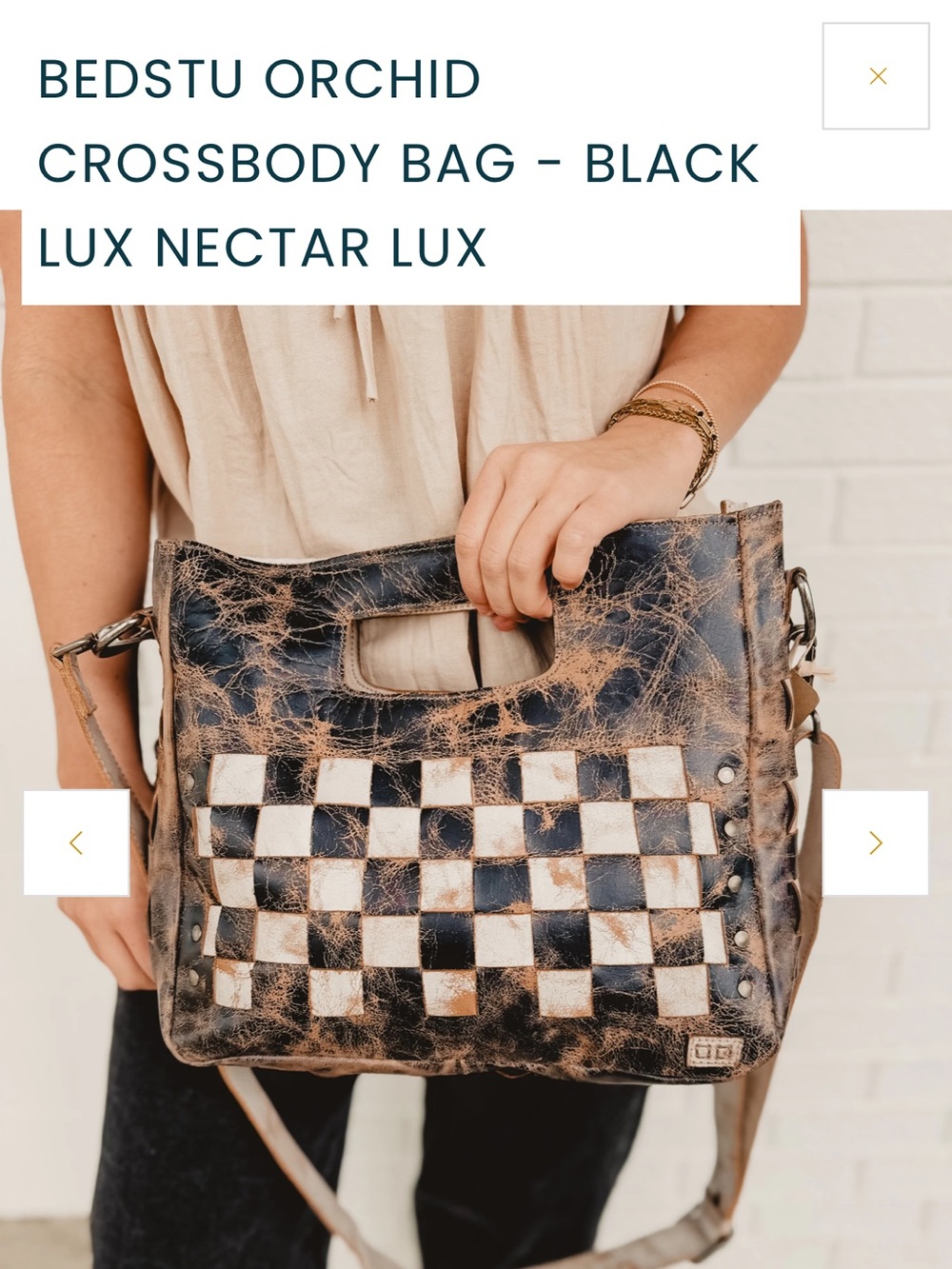 BED|STU Orchid Crossbody Bag - Distressed Black & Cream Checkerboard